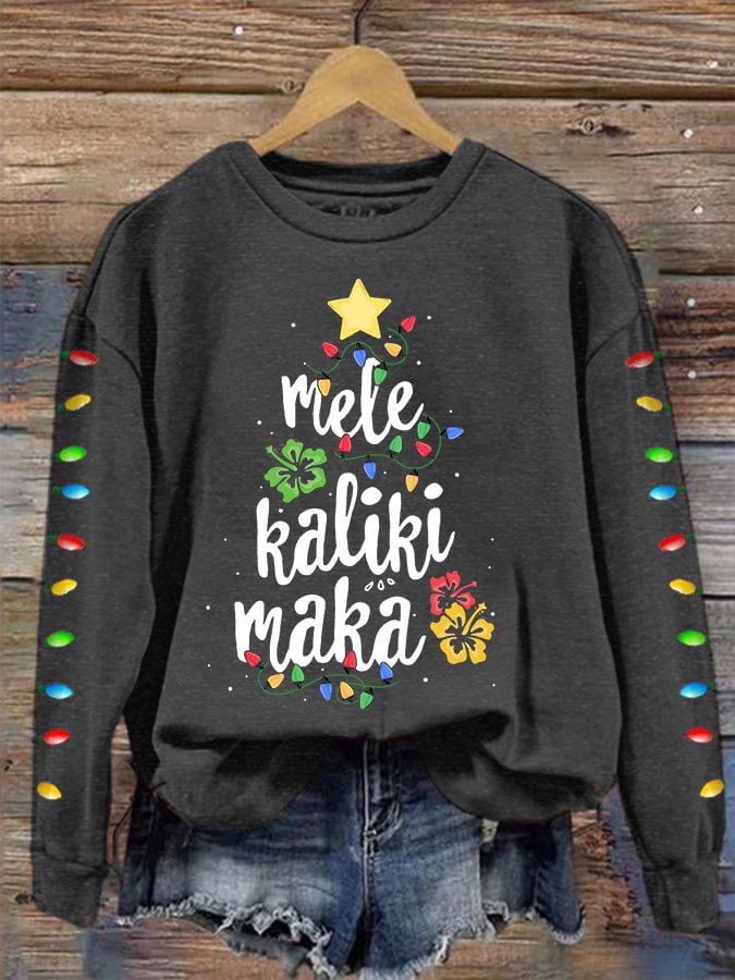 Mele Kalikimaka Hawaii Christmas Print Sweatshirt