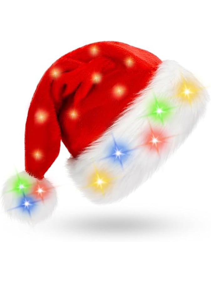 Santa Hat: Christmas Hat Adult - Santa Hat For Women And Men - Led Santa Hat