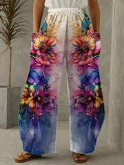 Christmas Flowers Print Casual Pants