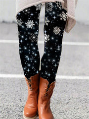 Warm Christmas Black Cozy Knit Leggings