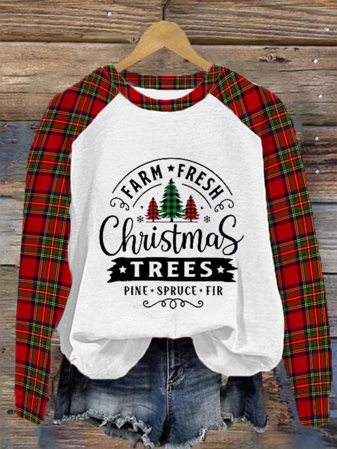 Christmas Tree Farm Fresh Pine Spruce Fir Cedar Print Casual Sweatshirt