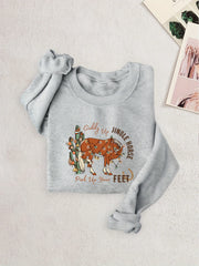 Christmas Horse Print Pullover Sweatshirt