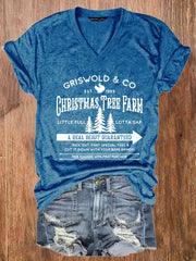 Christmas Griswold Co Christmas Tree Farm V-Neck Tee