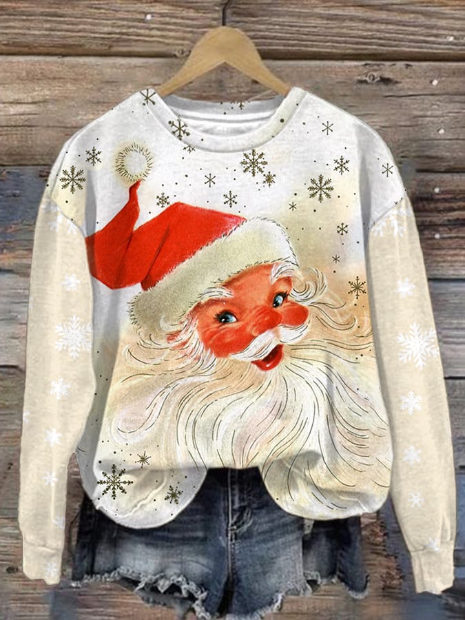 Christmas Vintage Print Long Sleeve Sweatshirt