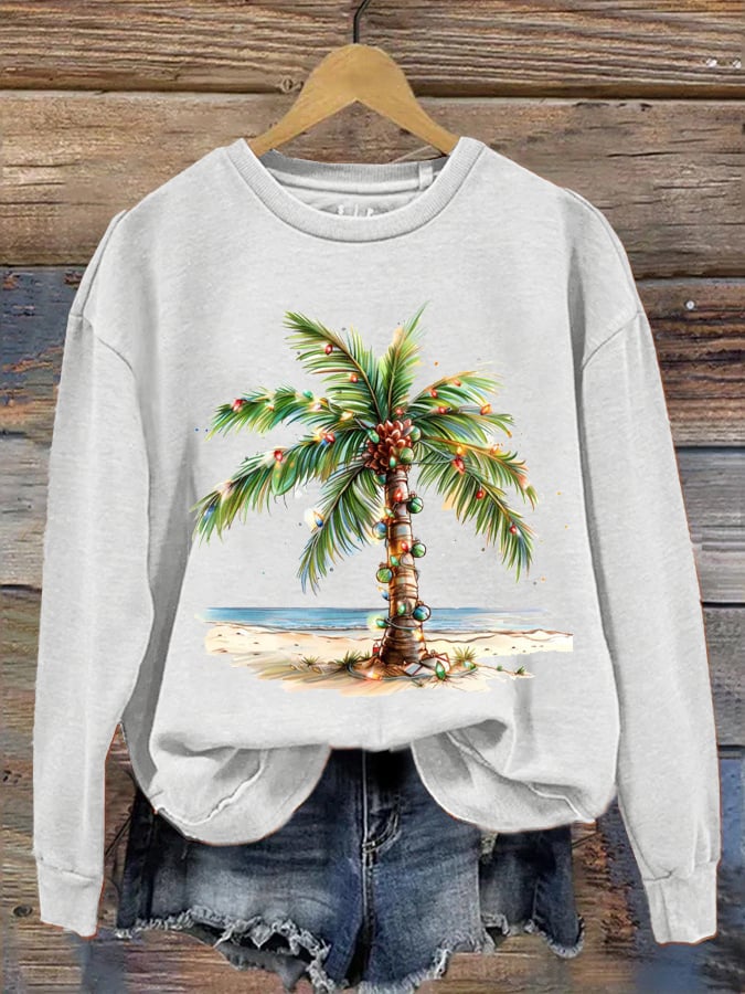 Christmas Palm Tree Christmas Tree Print Sweatshirt