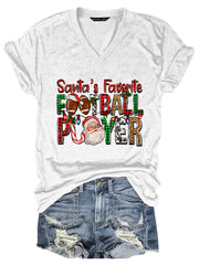 Santa's Favorite Football Player Print Casual T-Shirt