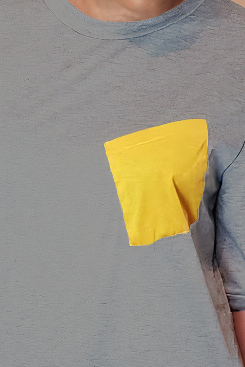Colorblock Patched Detail Split Hem Tee Dress