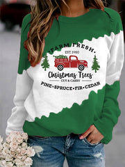 Christmas Tree Farm Fresh Pine Spruce Fir Cedar Print Casual Sweatshirt