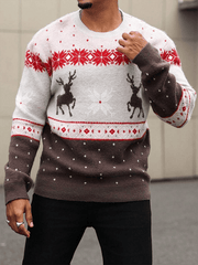 Christmas Pattern Color Block Sweater