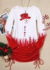 Snowman Tree Drawstring Bodycon Dress