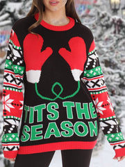 Women Christmas Print Casual Round Neck Sweater