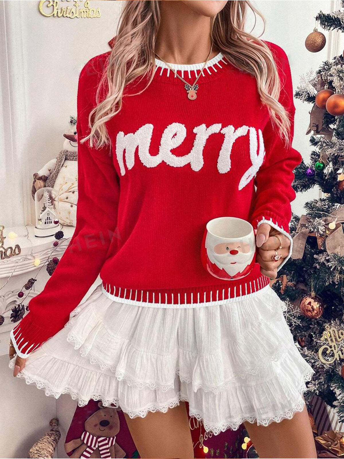 Merry  Christmas Print Casual Sweatshirt