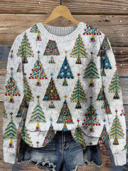Vintage Christmas Tree Pattern Style Knitted Warm Sweater