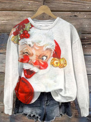 Christmas Vintage Print Long Sleeve Sweatshirt