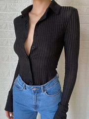 Vertical Stripe Lapel Knit