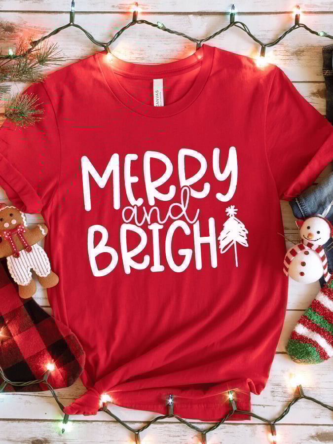 Christmas Merry & Bright Print T-Shirt