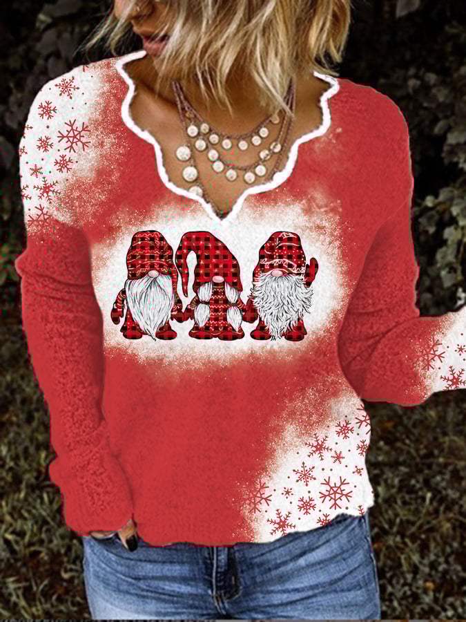Christmas Gnome Snow Print Top