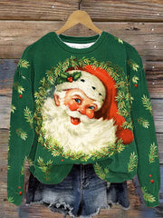 Christmas Retro Vintage Santa Print Sweatshirt