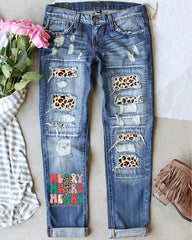 Merry Christmas Leopard Print Loose Casual Pants