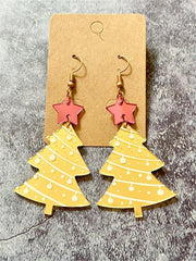 Christmas Earrings Mirror Acrylic Glitter Christmas Tree