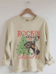 Rocking Around The Christmas Tree Print Casual Sweatshirt