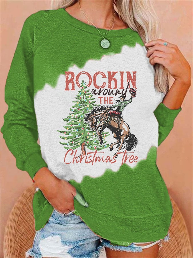 Rockin Around The Christmas Tree Print Sweatshirt