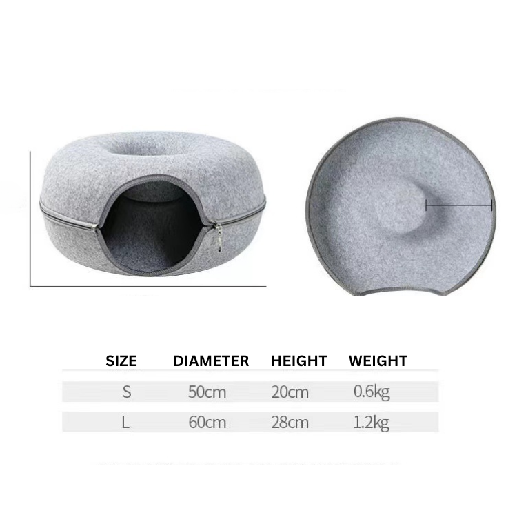 Felt Cat Donut Tunnel Bed