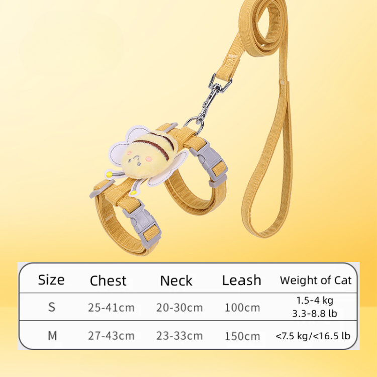 Cat Harness Leash Collar Set Adjustable Cartoon Bee