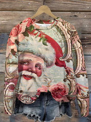 Vintage Santa Print Long Sleeve Sweatshirt