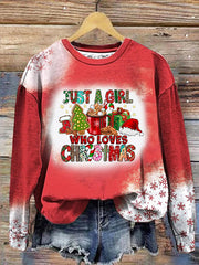 Just A Girl Who Loves Christmas Panel Print Sweatshirt