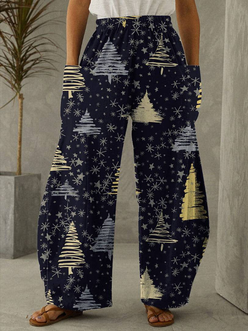 Christmas Tree Print Casual Pants