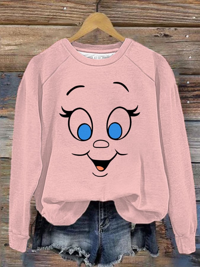 Christmas Cartoon Cindy Lou Who Face Print Sweatshirt