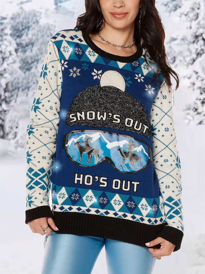 Light-Up Snows Out Ho's Out Christmas Sweater