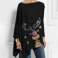 Various Ornaments Hung On The Head Of The Elk Funny Printed T-shirt