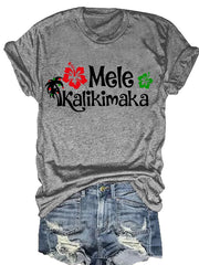 Hawaiian Christmas Mele Kalikimaka Hibiscus T-Shirt