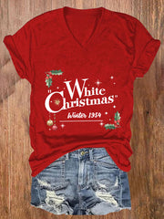 Women'S White Christmas Printed Casual T-Shirt