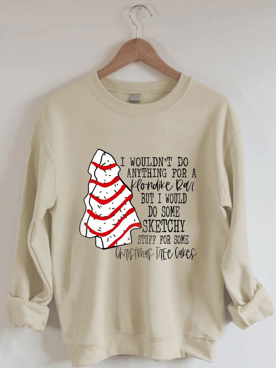 Christmas Tree Cake Print Sweatshirt