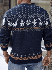 Christmas Pattern Color Block Sweater
