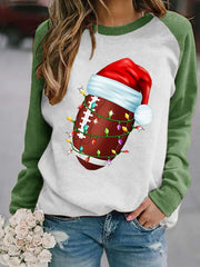 Christmas Footbal Print Casual Sweatshirt