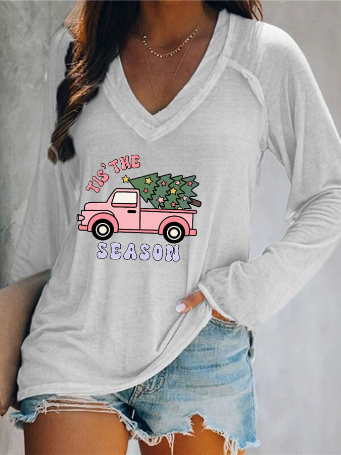 Christmas Tree 'Tis The Season' Print Long Sleeve T-Shirt