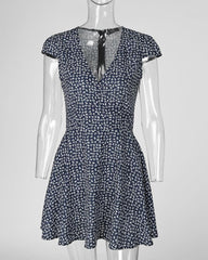 Floral Print Short Sleeve Wrap Dress