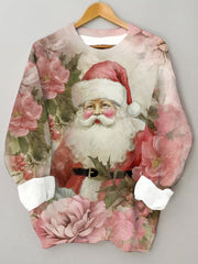 Shabby Chic Pink Santa Oversized Crewneck Sweatshirt
