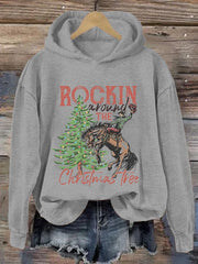 Rockin Around The Christmas Tree Print Hoodie