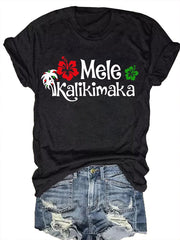 Hawaiian Christmas Mele Kalikimaka Hibiscus T-Shirt