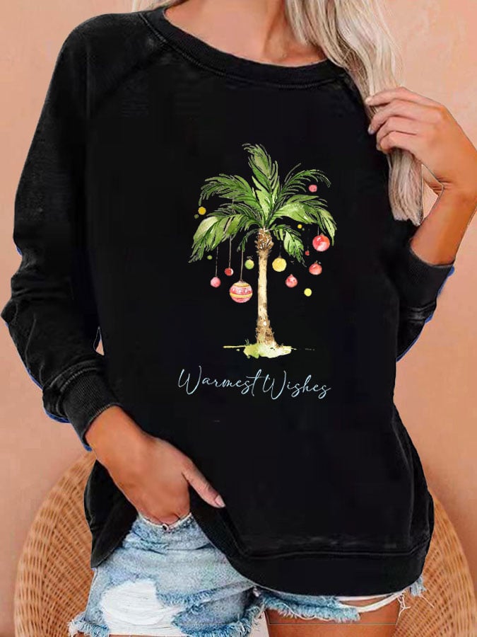 Hawaiian Christmas 'warmestwishes' print sweatshirt