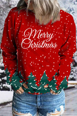 Christmas Tree Print Long Sleeve Top