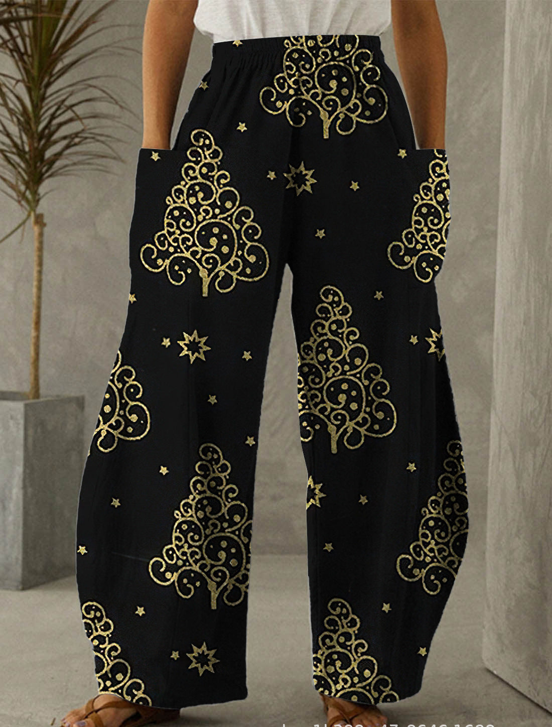 Christmas Christmas Tree Print Casual Pants