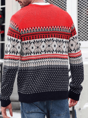 Christmas Pattern Color Block Sweater