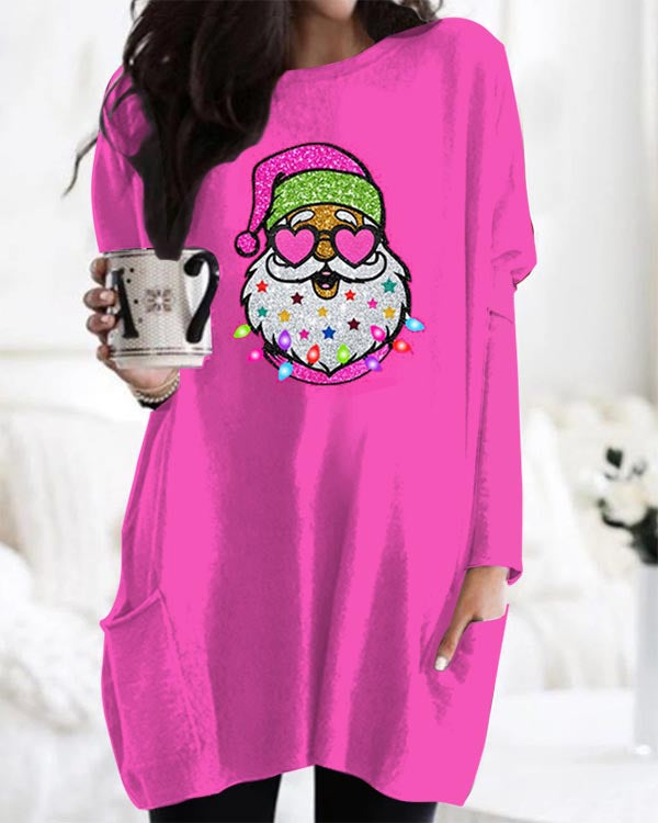 Pink Sparkly Santa Casual Midi Top