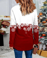 Christmas Snowflake  Casual V-Neck  Top